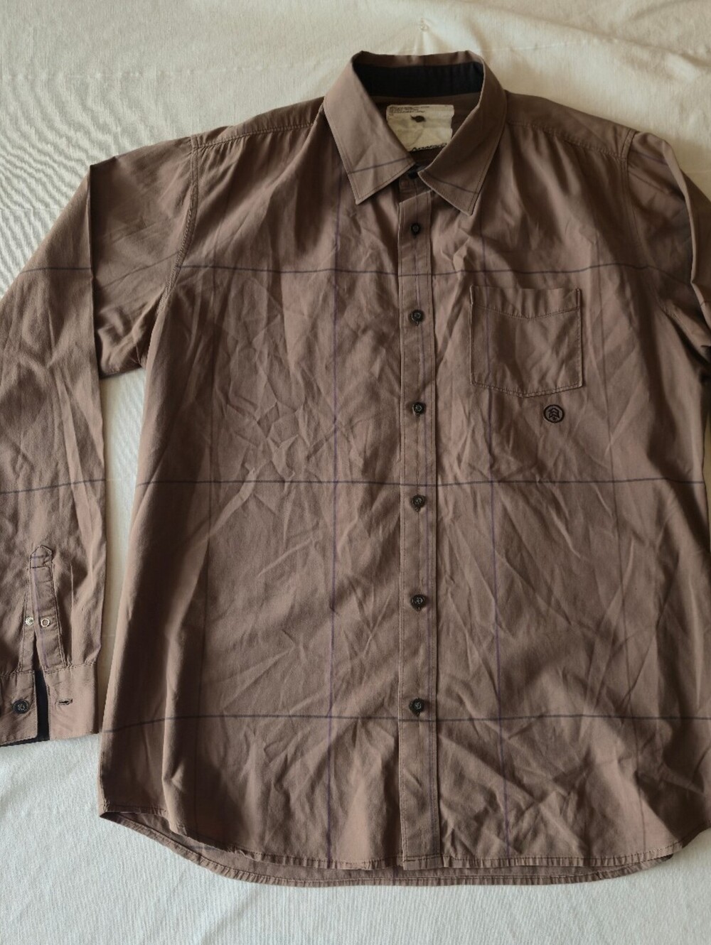 Analog XL Brown Long Sleeve Button-Up Shirt